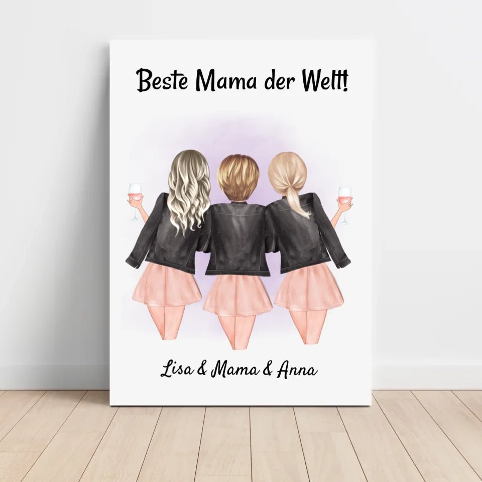 Mutter und 2 Töchter Poster Geschenk personalisiert - Cantty