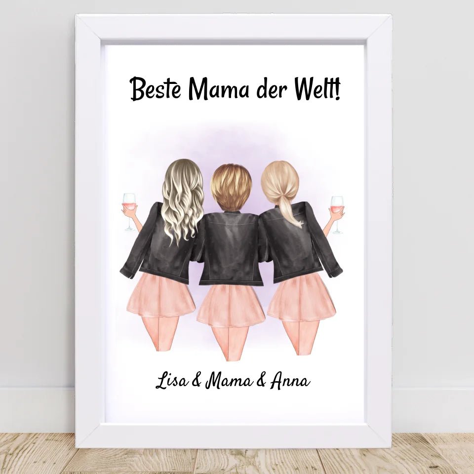 Mutter und 2 Töchter Poster Geschenk personalisiert - Cantty