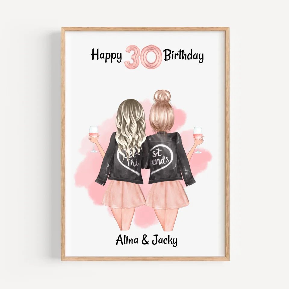 Beste Freundin Geburtstag Geschenk Poster personalisiert - Cantty