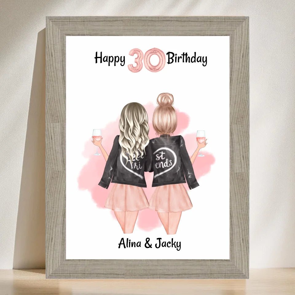 Beste Freundin Geburtstag Geschenk Poster personalisiert - Cantty