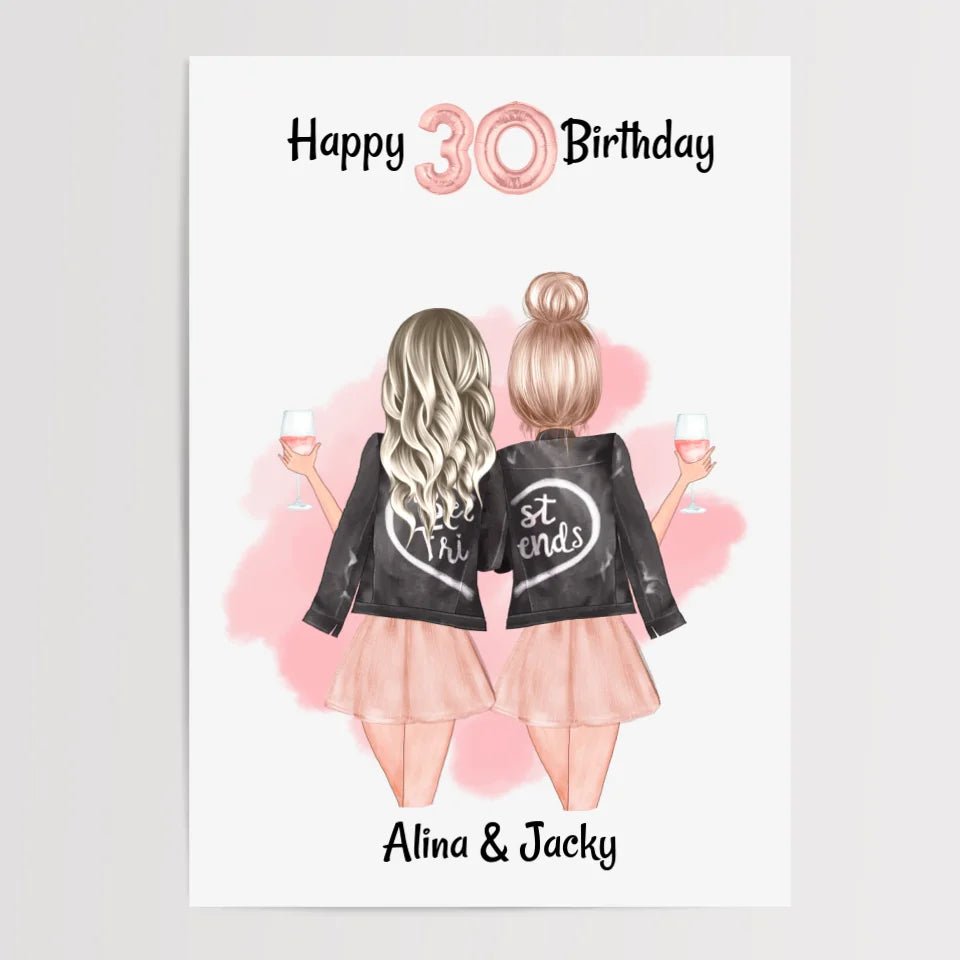 Beste Freundin Geburtstag Geschenk Poster personalisiert - Cantty