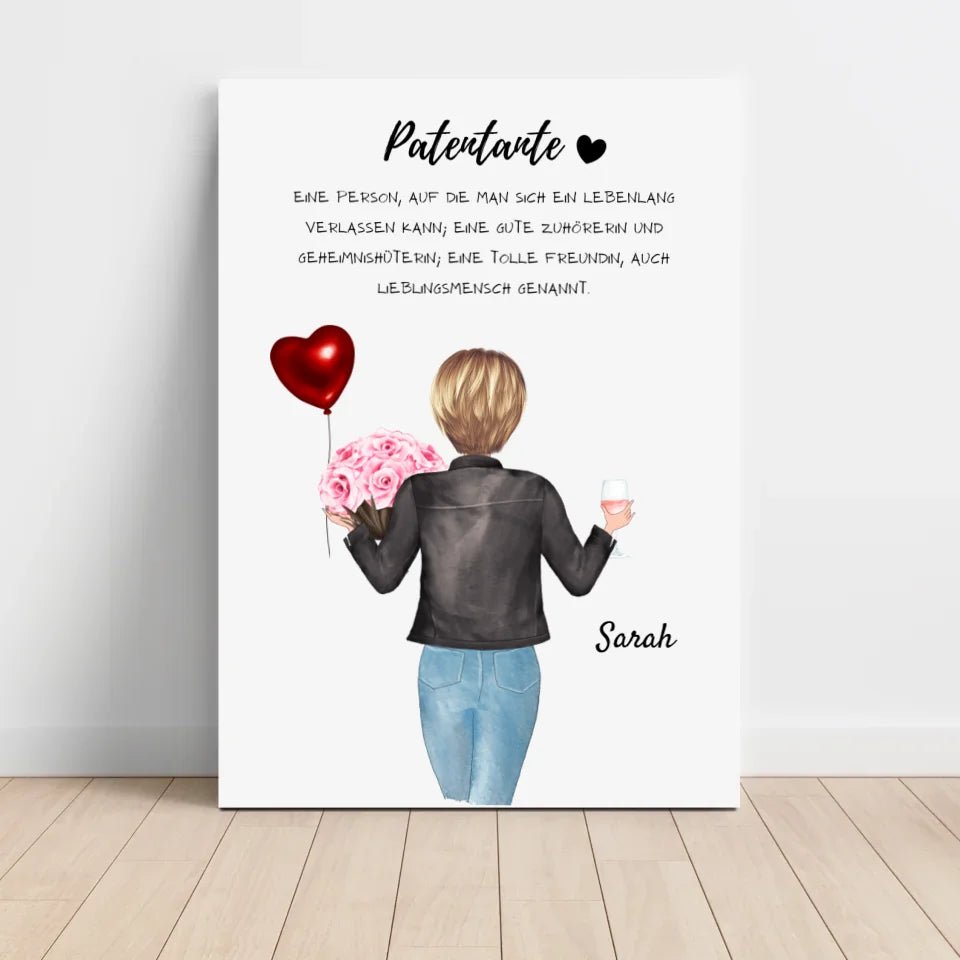 Patentante Fragen & Danke, Definition, Geburtstag Geschenk Poster personalisiert - Cantty
