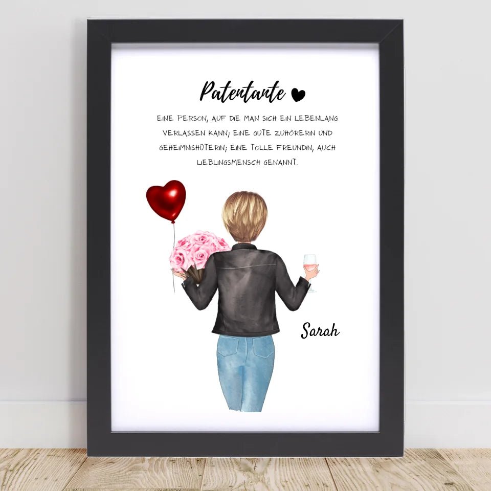 Patentante Fragen & Danke, Definition, Geburtstag Geschenk Poster personalisiert - Cantty