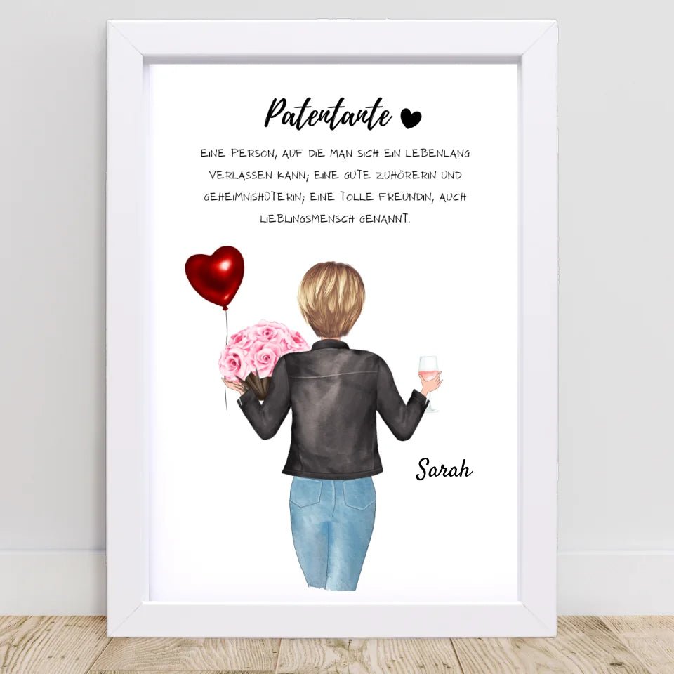 Patentante Fragen & Danke, Definition, Geburtstag Geschenk Poster personalisiert - Cantty