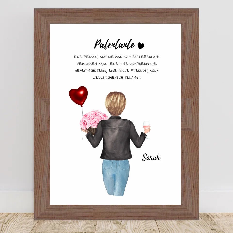 Patentante Fragen & Danke, Definition, Geburtstag Geschenk Poster personalisiert - Cantty