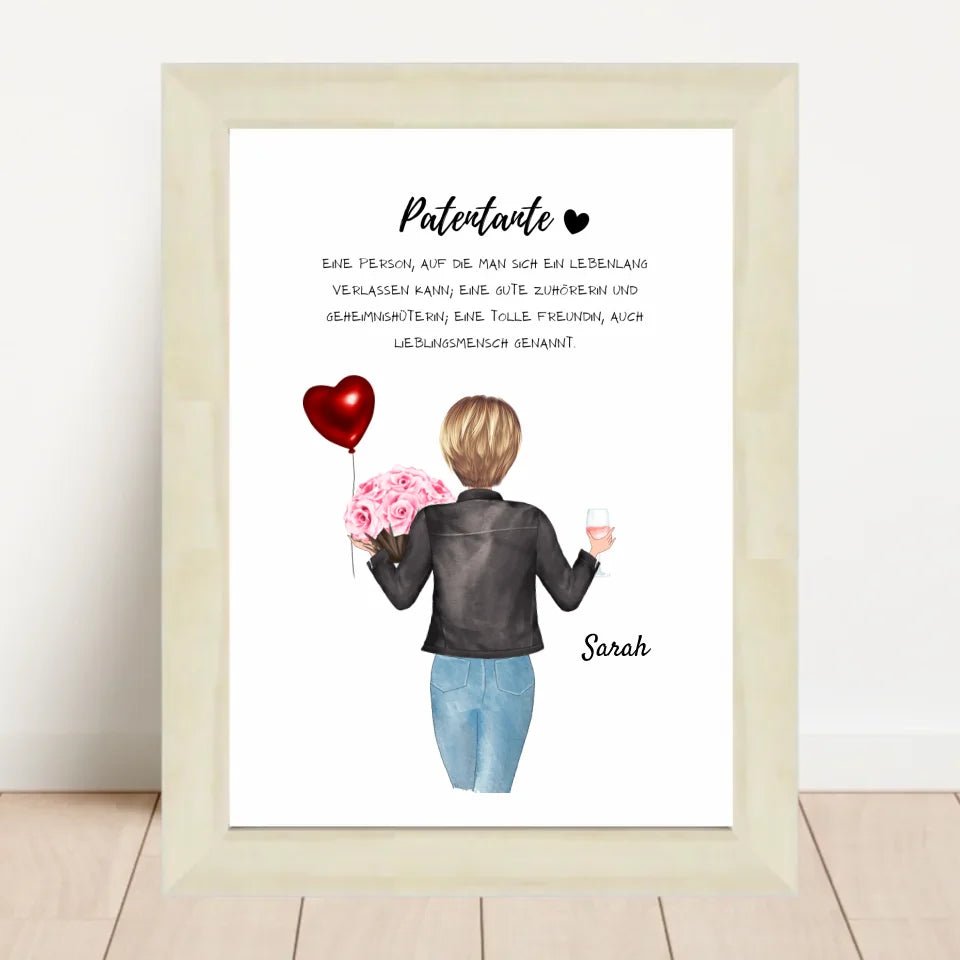 Patentante Fragen & Danke, Definition, Geburtstag Geschenk Poster personalisiert - Cantty