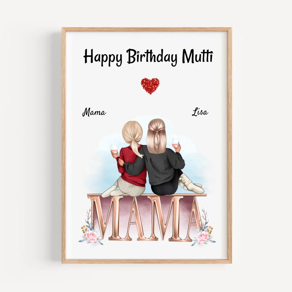 Mutter Tochter Bild Geschenk für Mama zum Geburtstag gestalten - Cantty