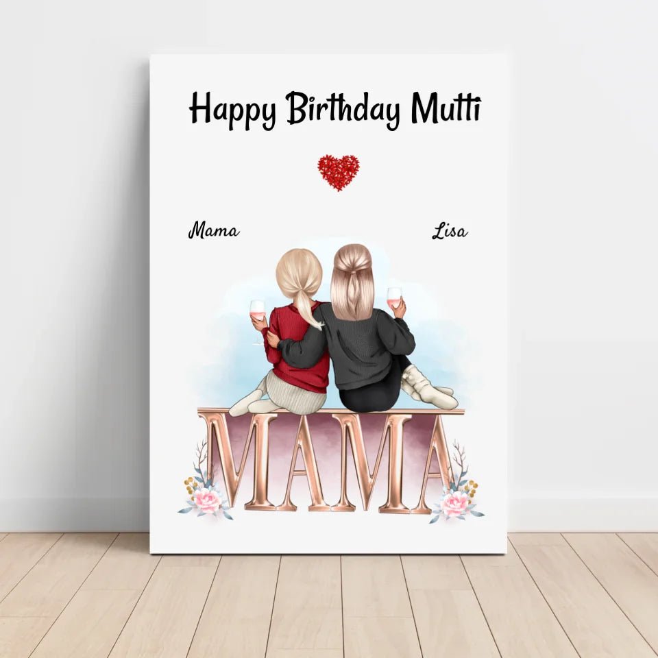 Mutter Tochter Bild Geschenk für Mama zum Geburtstag gestalten - Cantty