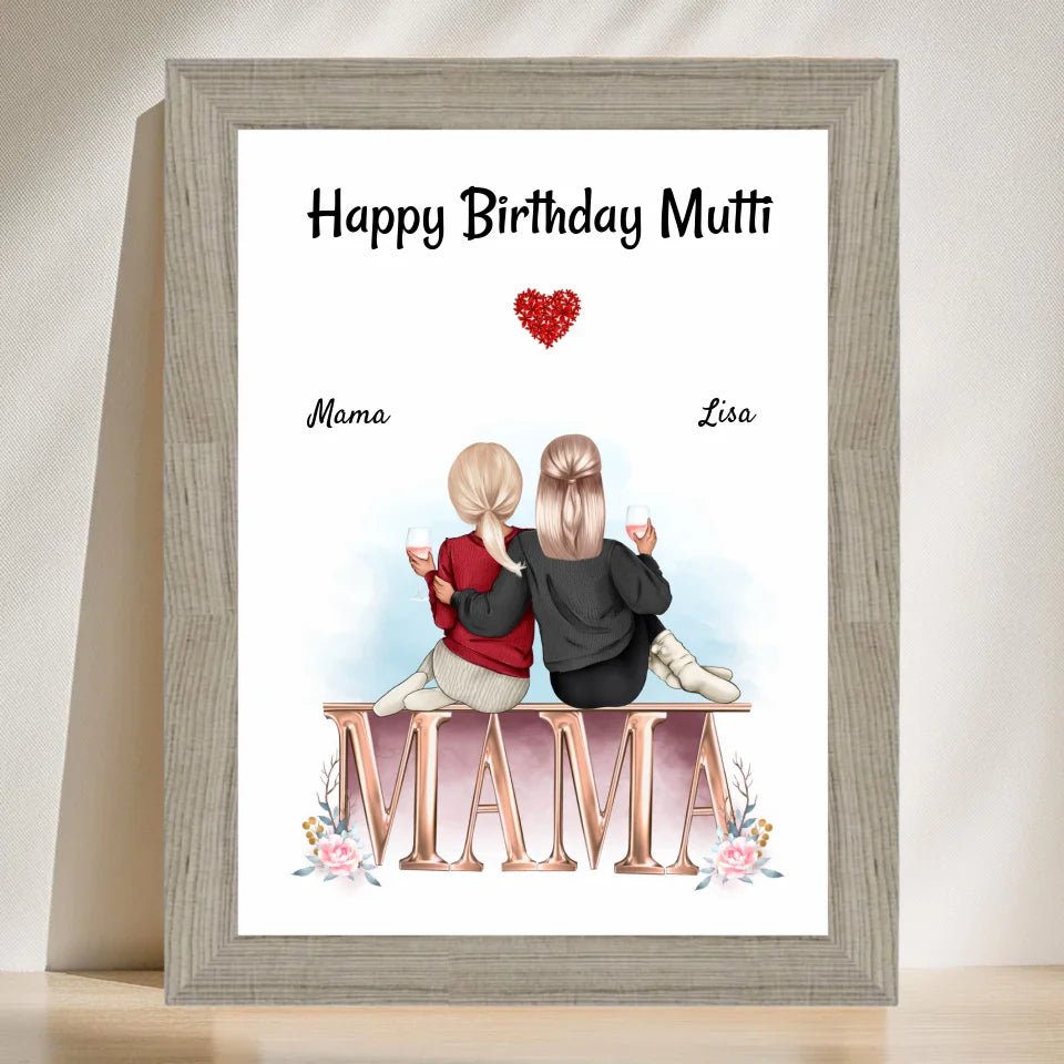 Mutter Tochter Bild Geschenk für Mama zum Geburtstag gestalten - Cantty