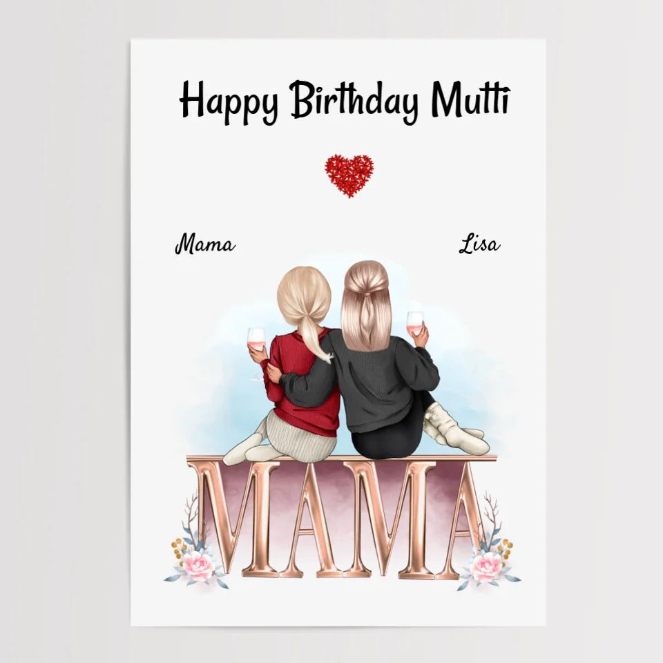 Mutter Tochter Bild Geschenk für Mama zum Geburtstag gestalten - Cantty