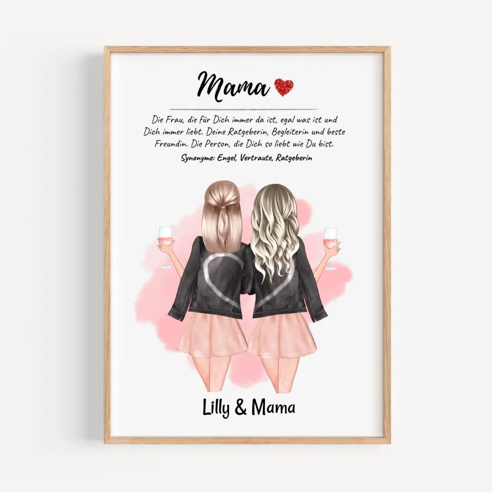 Mutter Tochter Bild mit Namen und Spruch Geschenk personalisiert - Cantty
