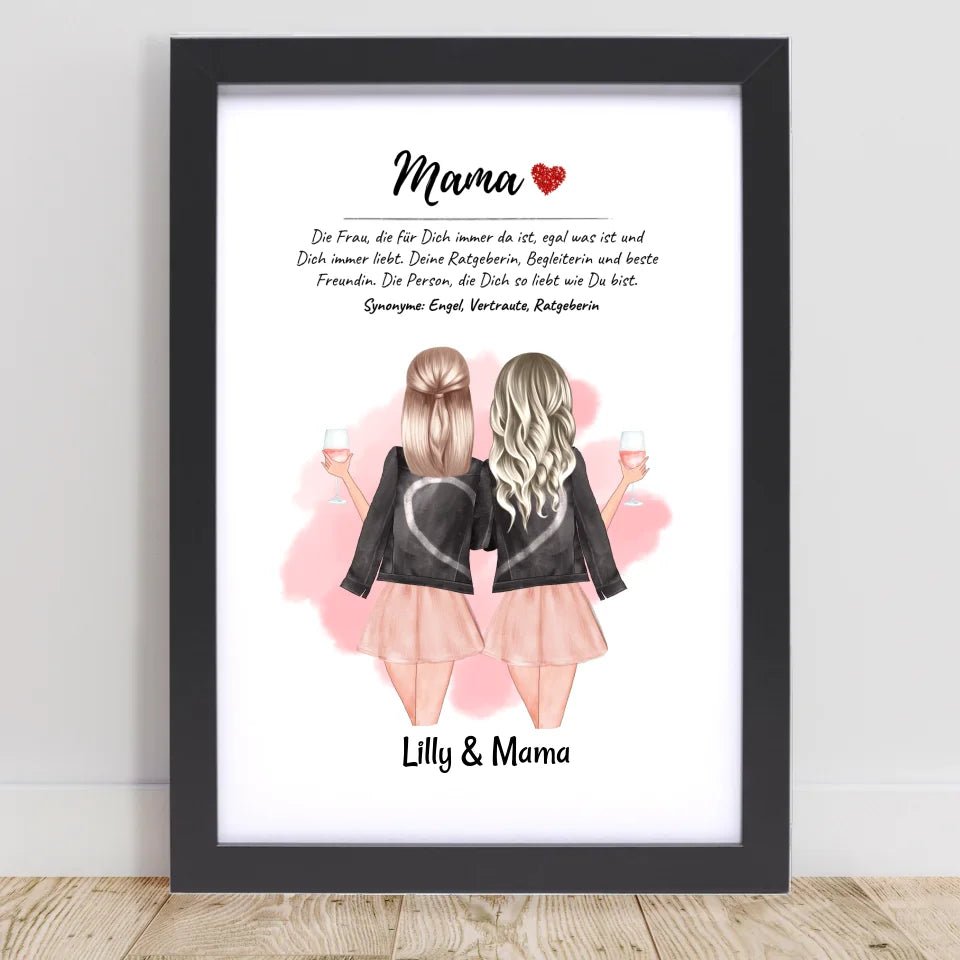 Mutter Tochter Bild mit Namen und Spruch Geschenk personalisiert - Cantty