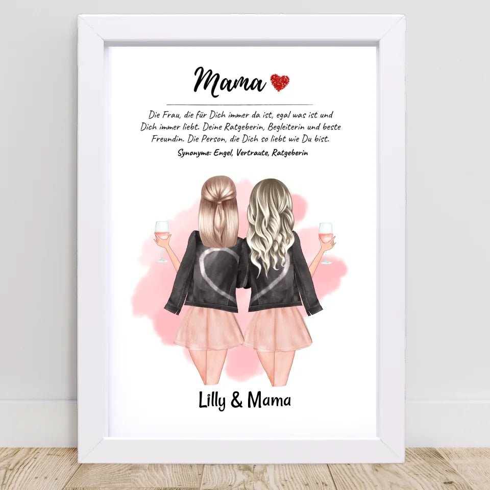 Mutter Tochter Bild mit Namen und Spruch Geschenk personalisiert - Cantty