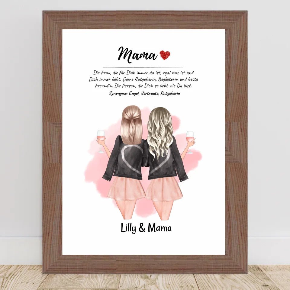 Mutter Tochter Bild mit Namen und Spruch Geschenk personalisiert - Cantty