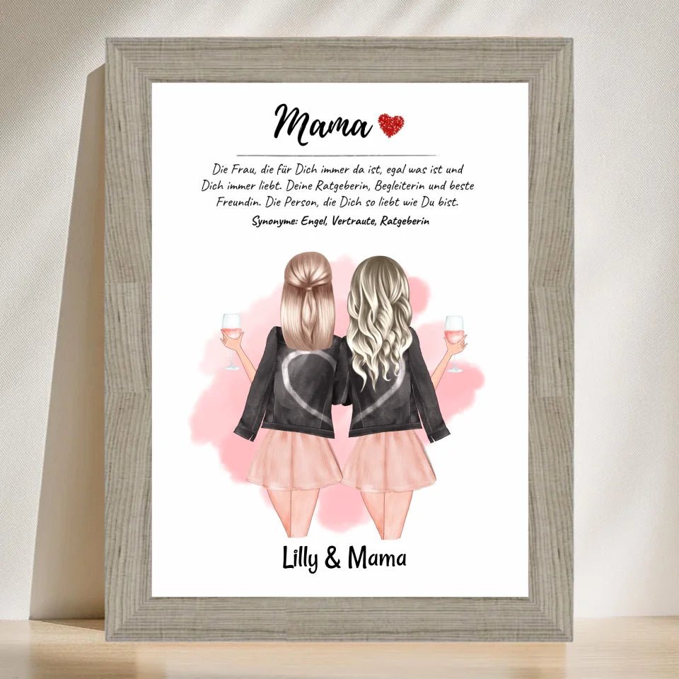Mutter Tochter Bild mit Namen und Spruch Geschenk personalisiert - Cantty