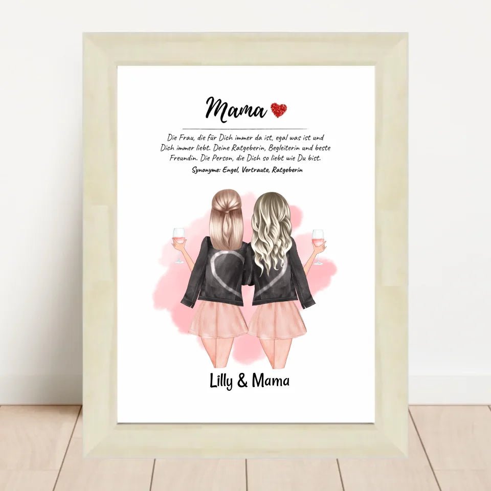 Mutter Tochter Bild mit Namen und Spruch Geschenk personalisiert - Cantty