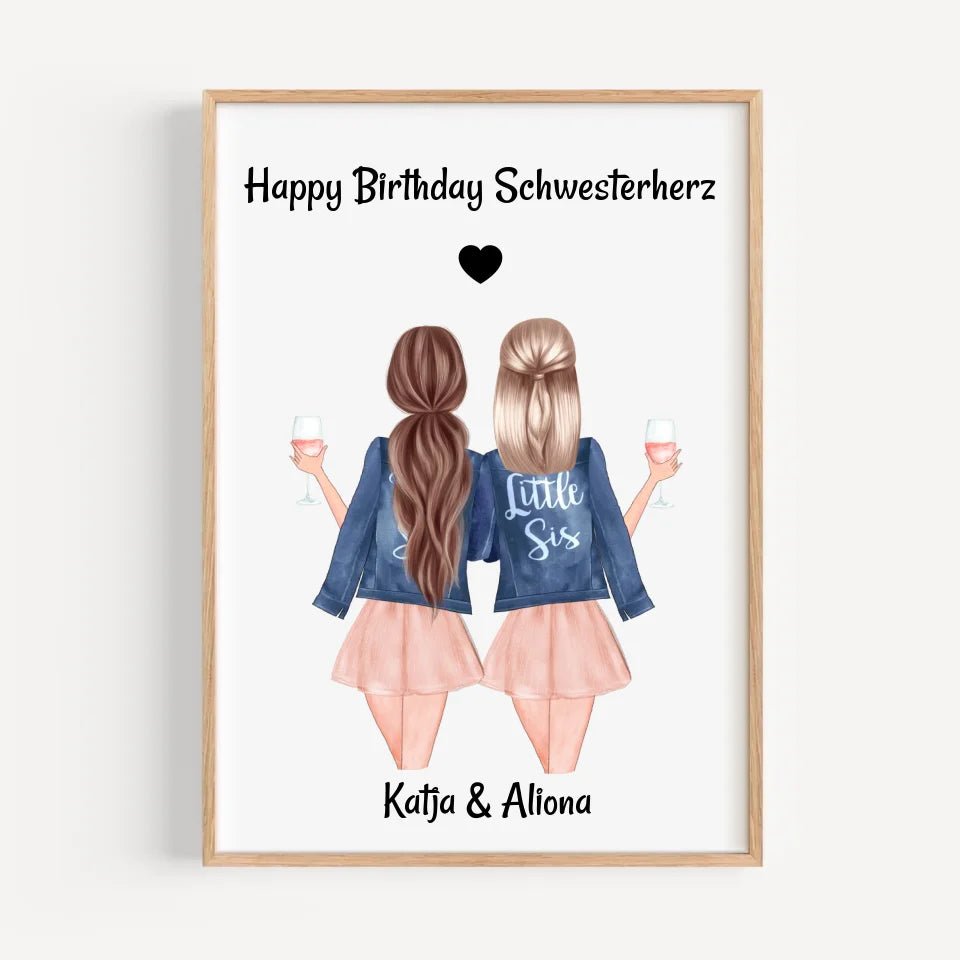 Schwestern Poster Geschenk für Schwesterherz personalisiert gestalten - Cantty