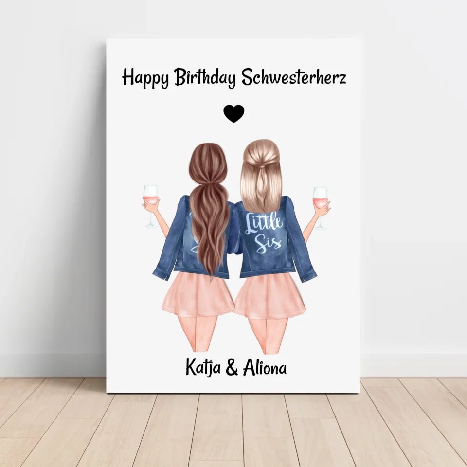 Schwestern Poster Geschenk für Schwesterherz personalisiert gestalten - Cantty