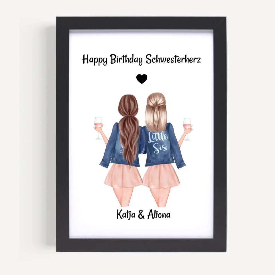 Schwestern Poster Geschenk für Schwesterherz personalisiert gestalten - Cantty