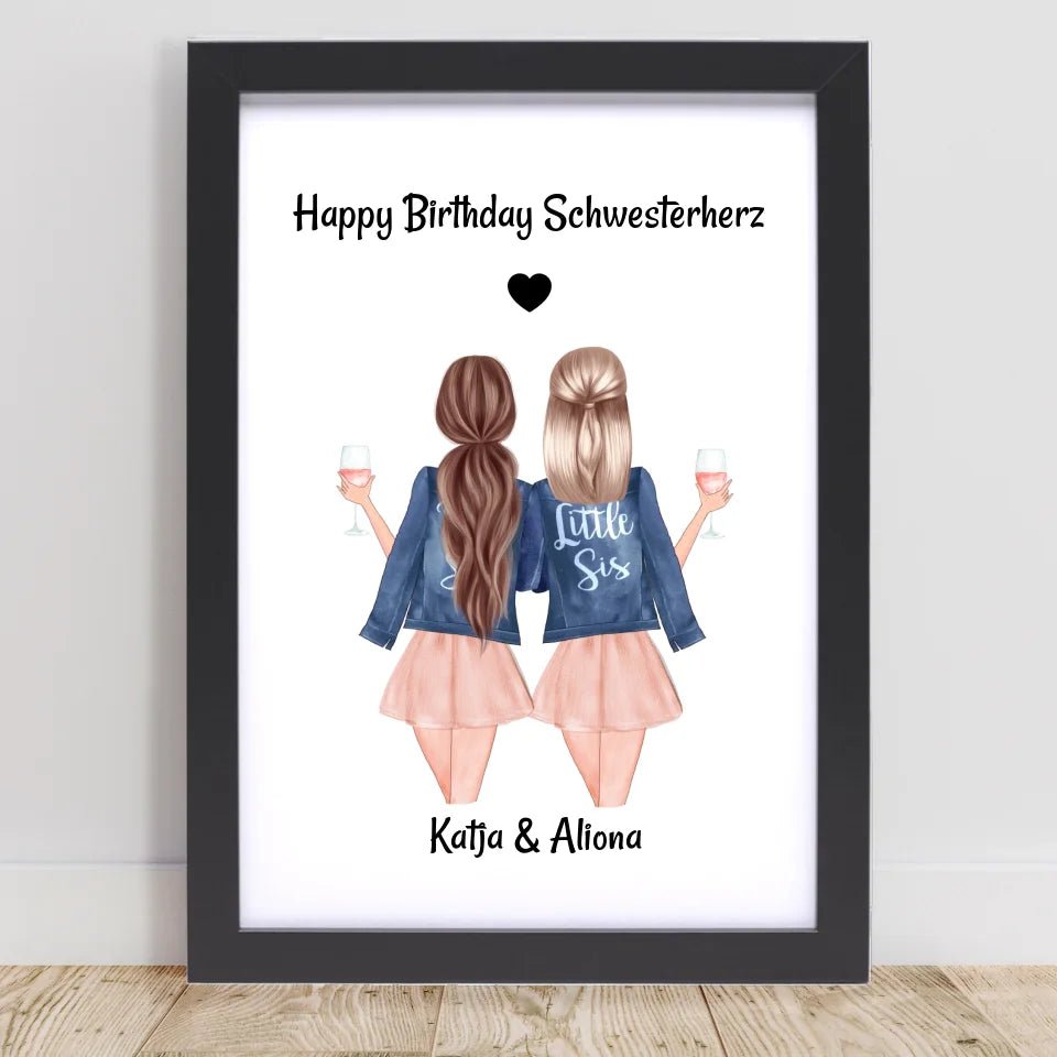 Schwestern Poster Geschenk für Schwesterherz personalisiert gestalten - Cantty