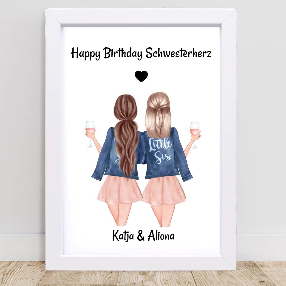 Schwestern Poster Geschenk für Schwesterherz personalisiert gestalten - Cantty