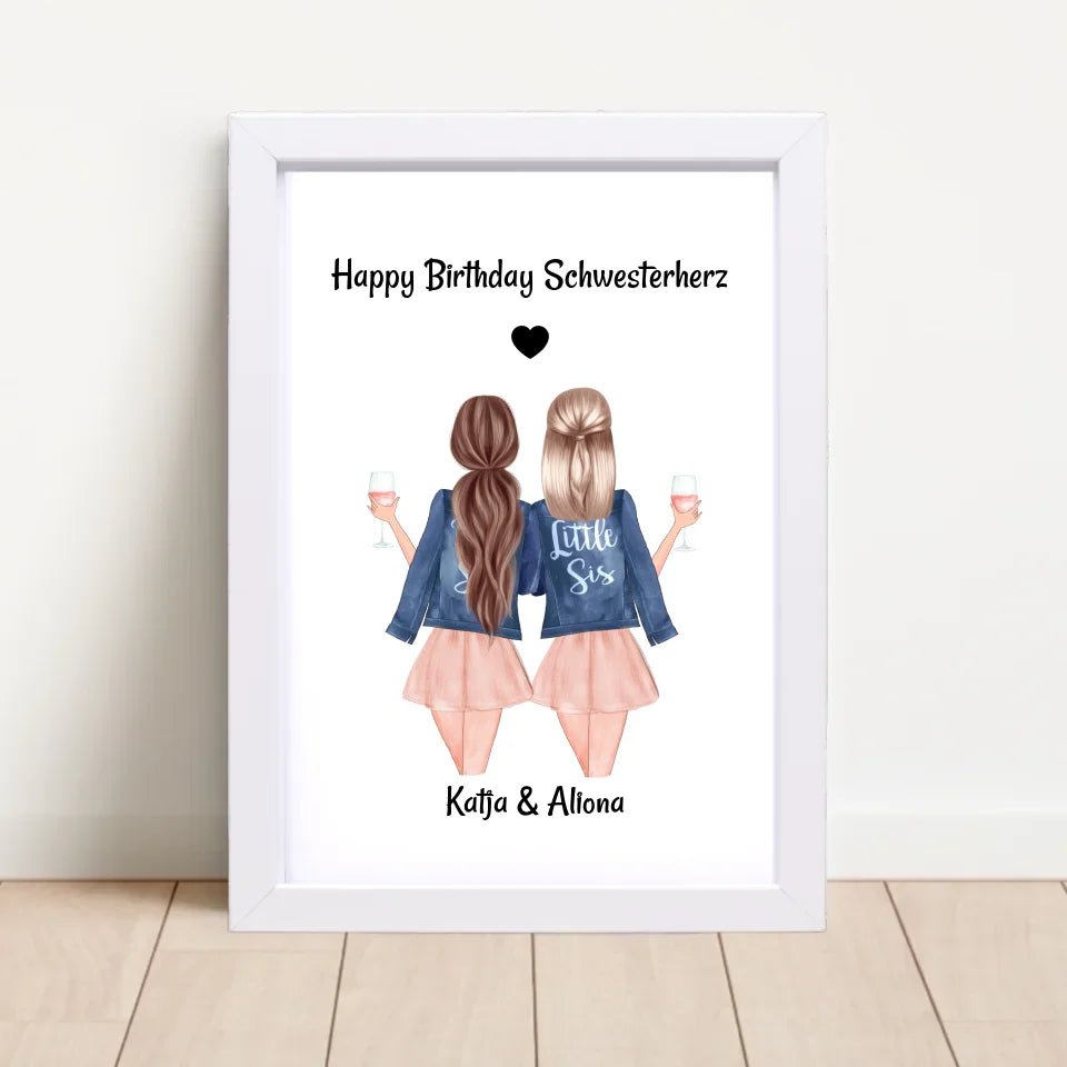 Schwestern Poster Geschenk für Schwesterherz personalisiert gestalten - Cantty