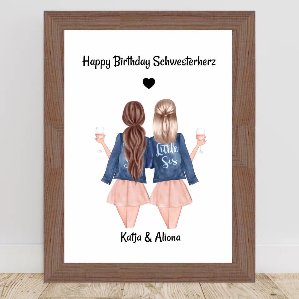 Schwestern Poster Geschenk für Schwesterherz personalisiert gestalten - Cantty