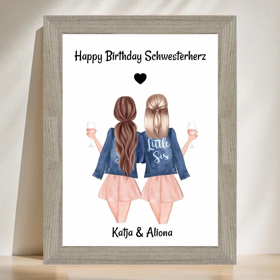 Schwestern Poster Geschenk für Schwesterherz personalisiert gestalten - Cantty