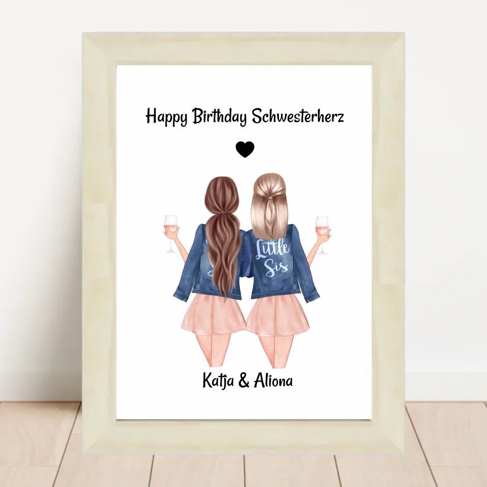 Schwestern Poster Geschenk für Schwesterherz personalisiert gestalten - Cantty