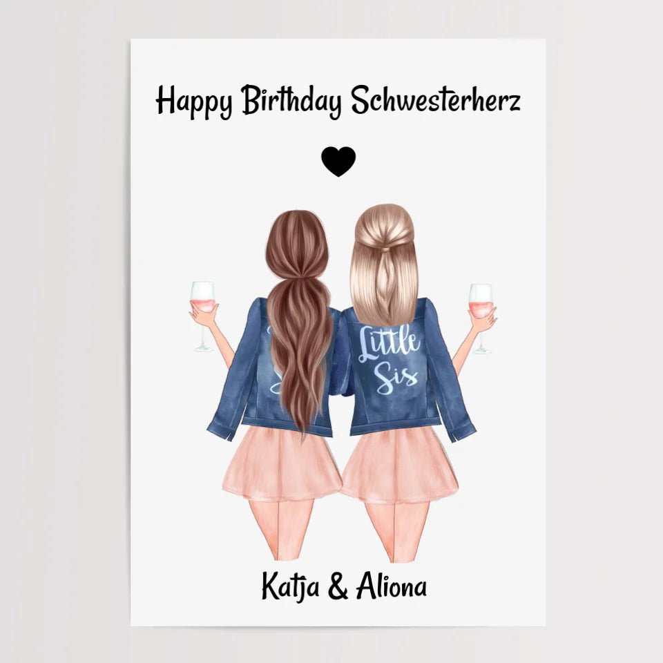 Schwestern Poster Geschenk für Schwesterherz personalisiert gestalten - Cantty