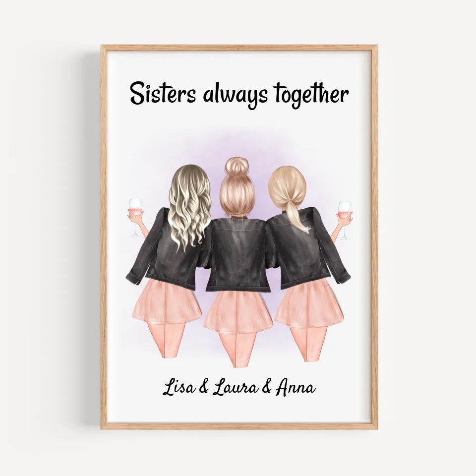 3 Schwestern Poster Geschenk personalisiert - Cantty