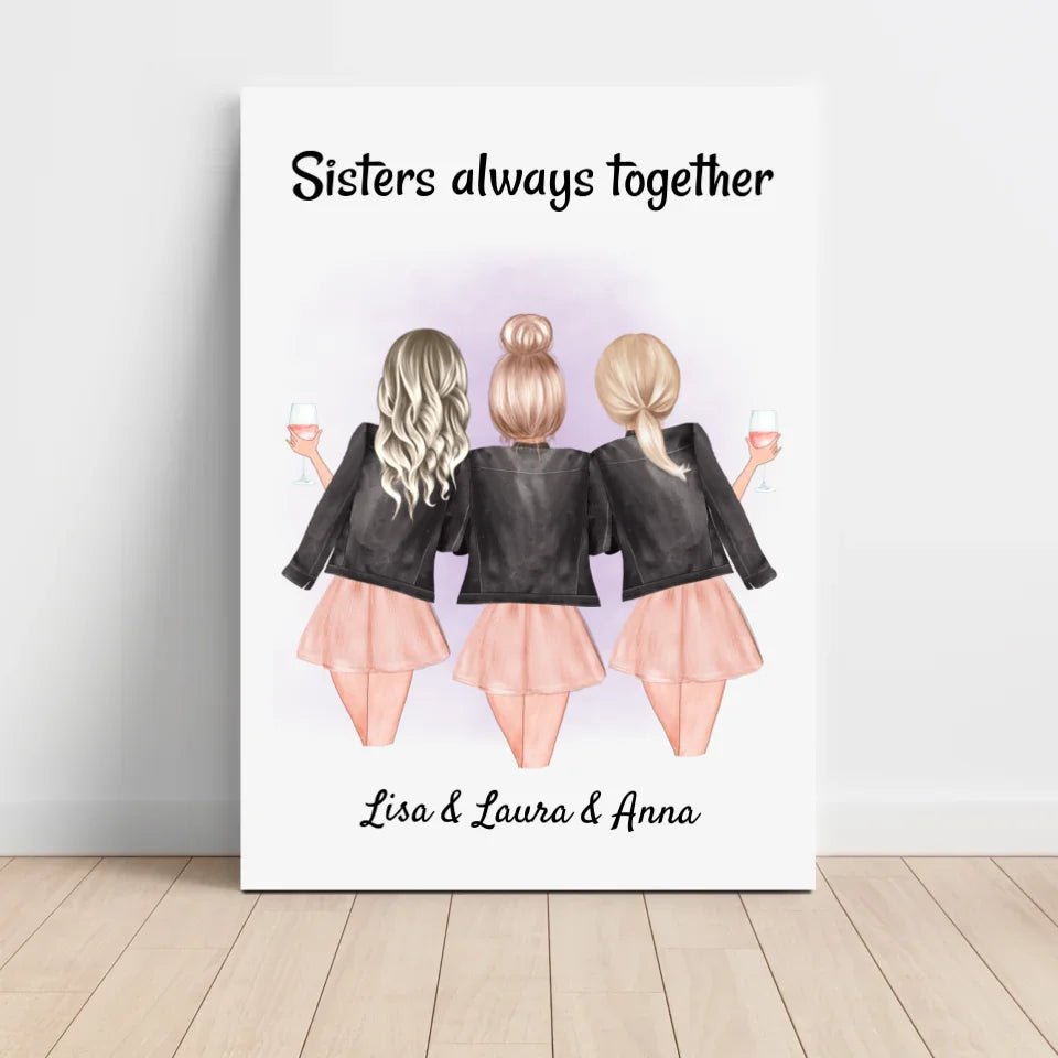 3 Schwestern Poster Geschenk personalisiert - Cantty