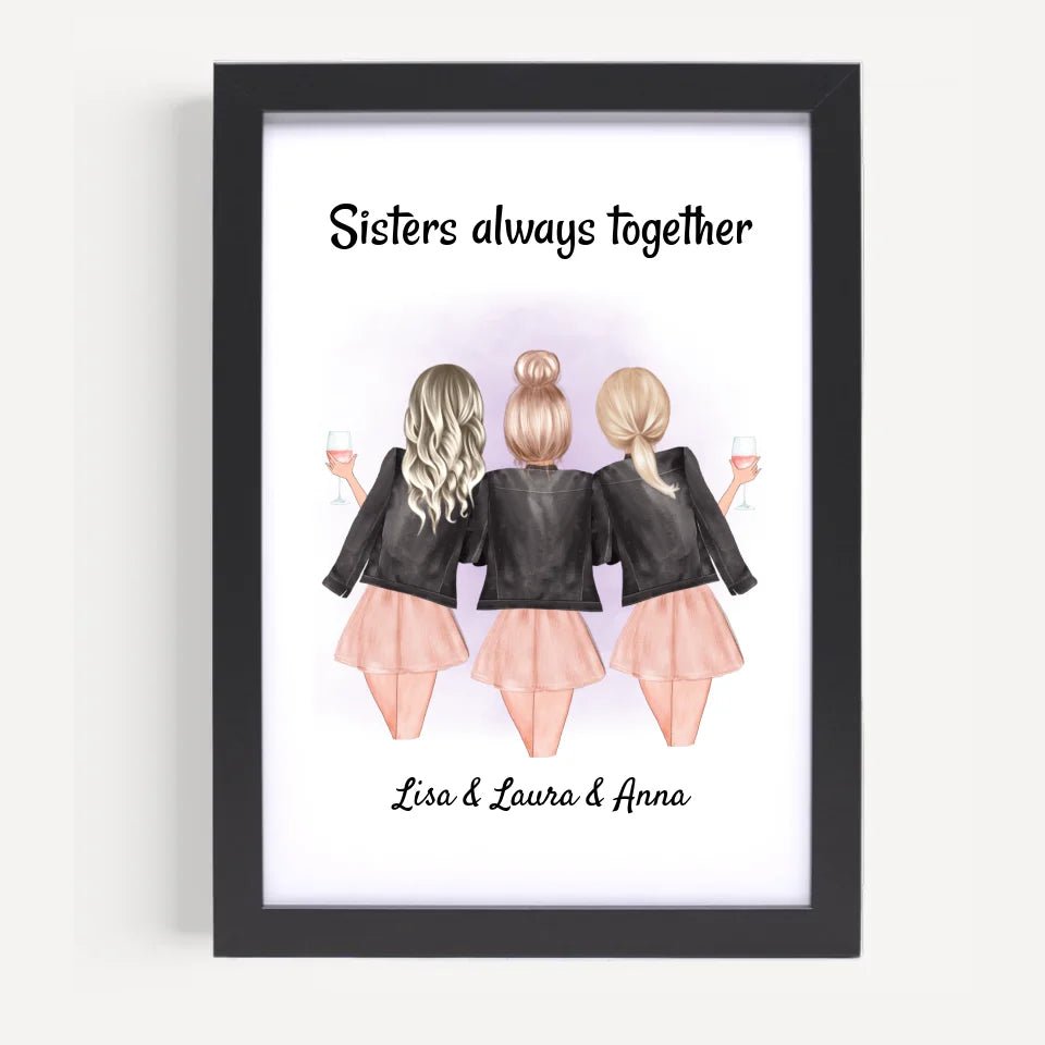 3 Schwestern Poster Geschenk personalisiert - Cantty