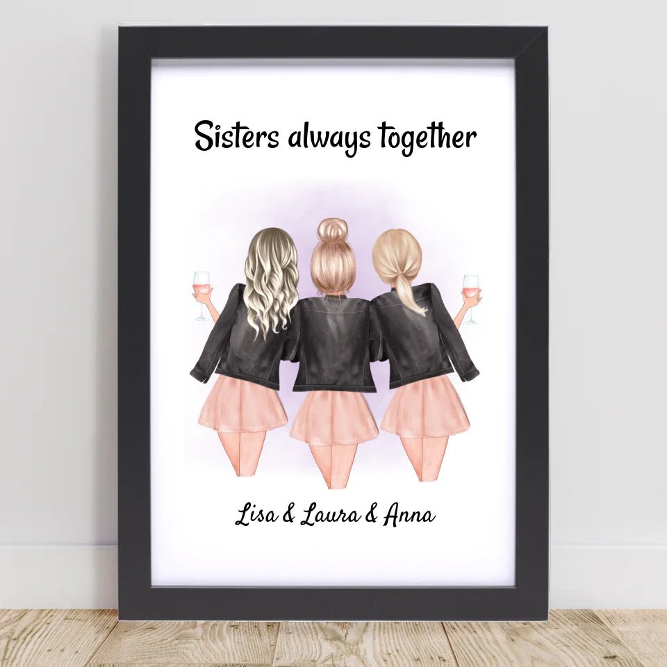 3 Schwestern Poster Geschenk personalisiert - Cantty