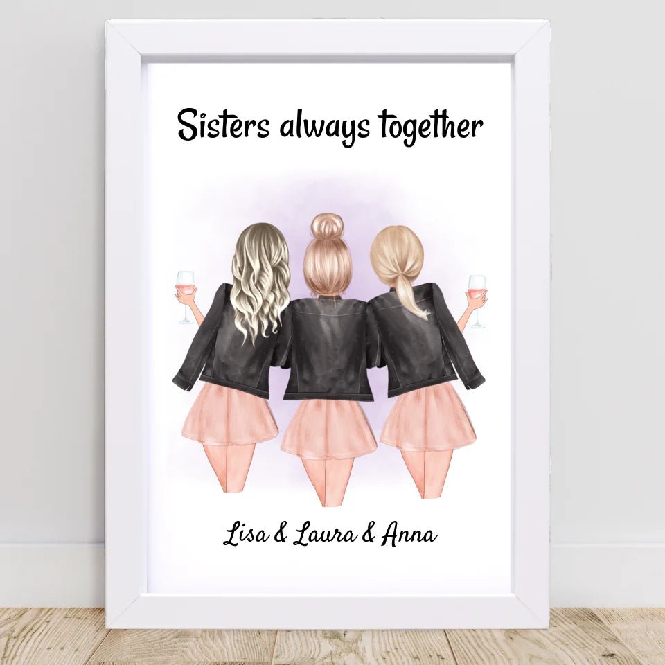 3 Schwestern Poster Geschenk personalisiert - Cantty