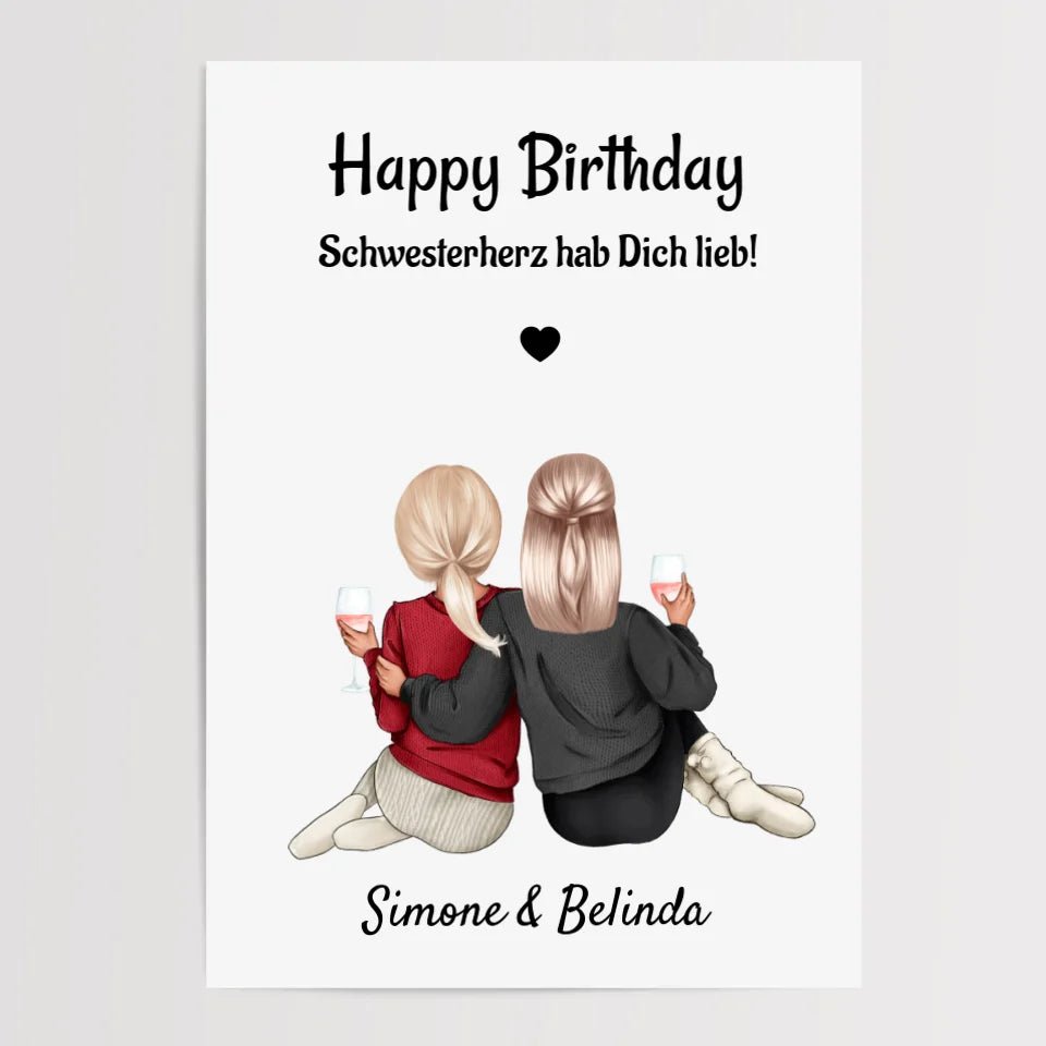 Geschenk für Schwestern: Personalisiertes Schwester Bild gestalten - Cantty