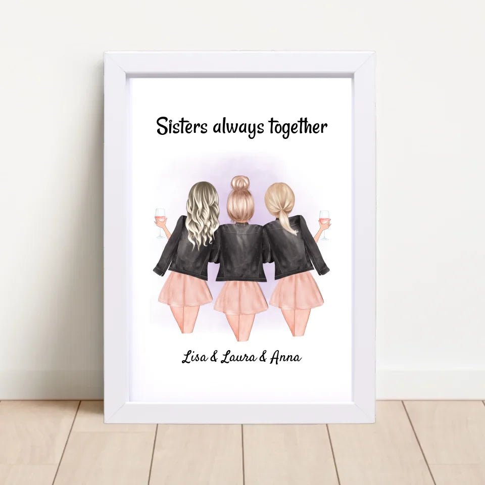3 Schwestern Poster Geschenk personalisiert - Cantty