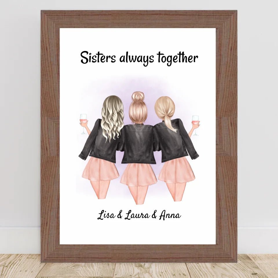 3 Schwestern Poster Geschenk personalisiert - Cantty