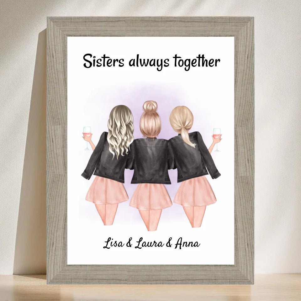 3 Schwestern Poster Geschenk personalisiert - Cantty