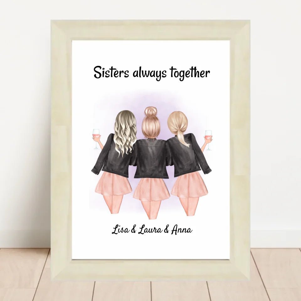 3 Schwestern Poster Geschenk personalisiert - Cantty