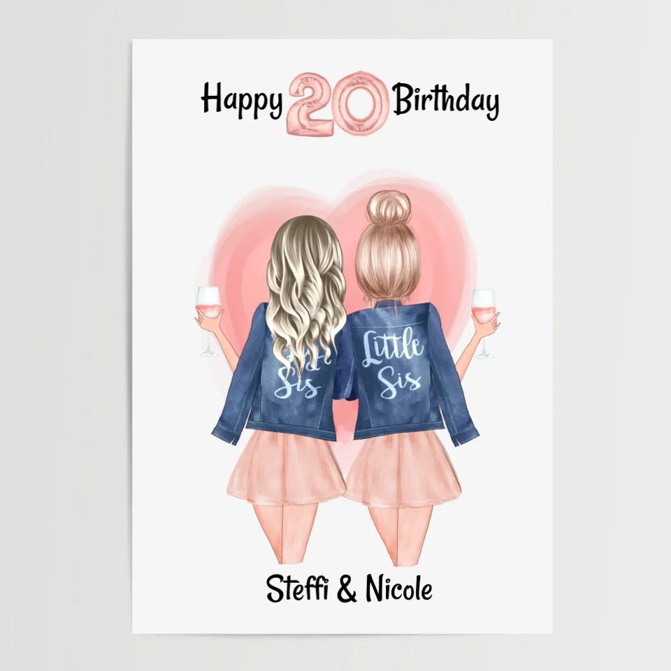 Beste Freundin & Schwester Geburtstag Geschenk Poster - Cantty