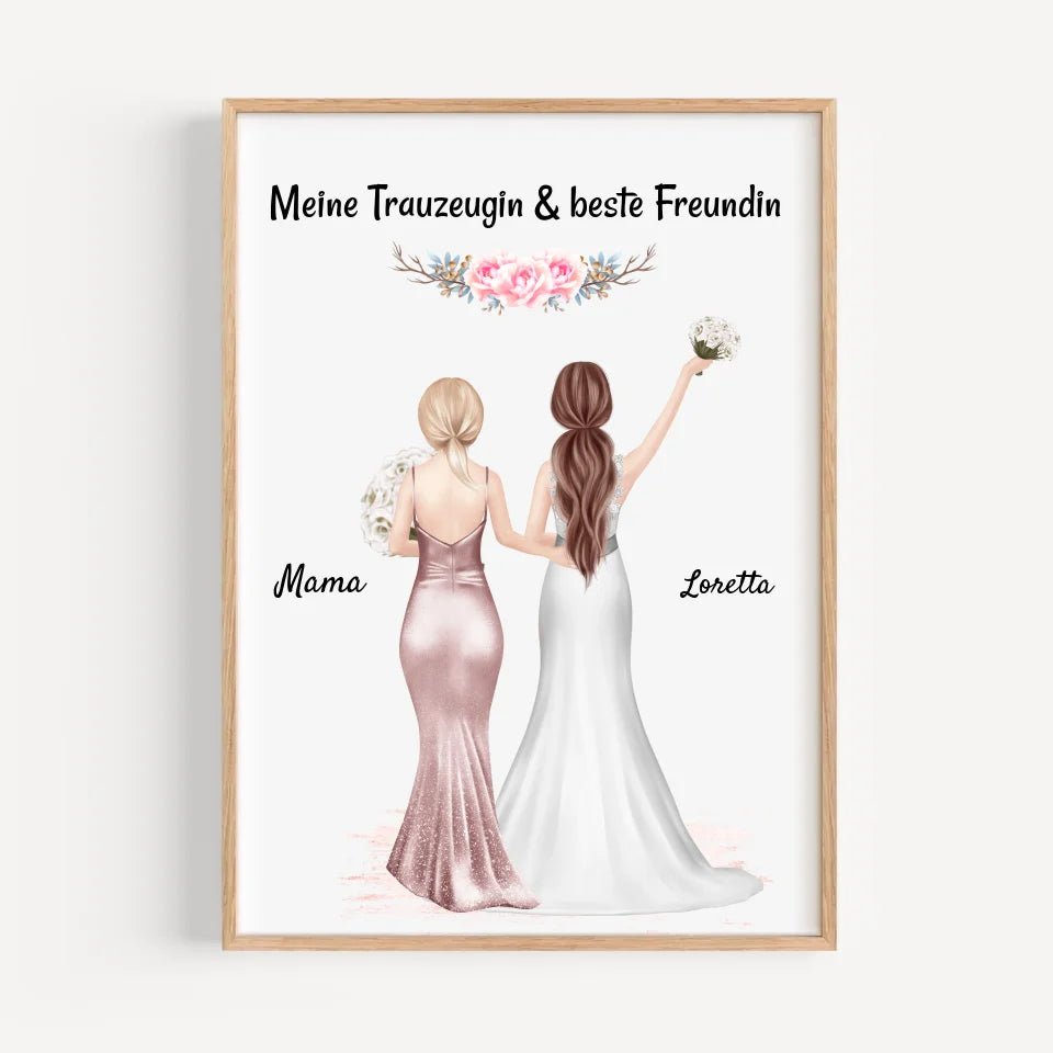 Trauzeugin Poster Geschenk personalisiert mit Braut - Cantty