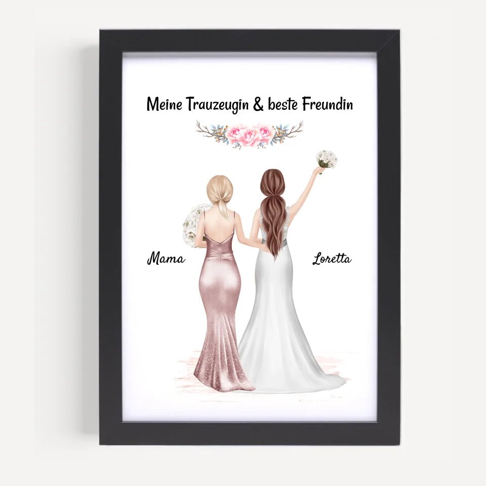Trauzeugin Poster Geschenk personalisiert mit Braut - Cantty