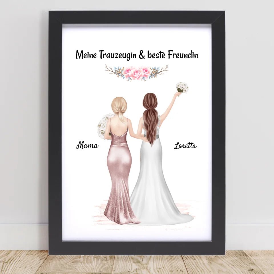 Trauzeugin Poster Geschenk personalisiert mit Braut - Cantty