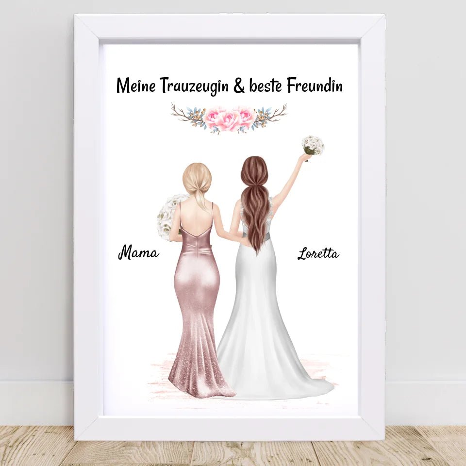 Trauzeugin Poster Geschenk personalisiert mit Braut - Cantty