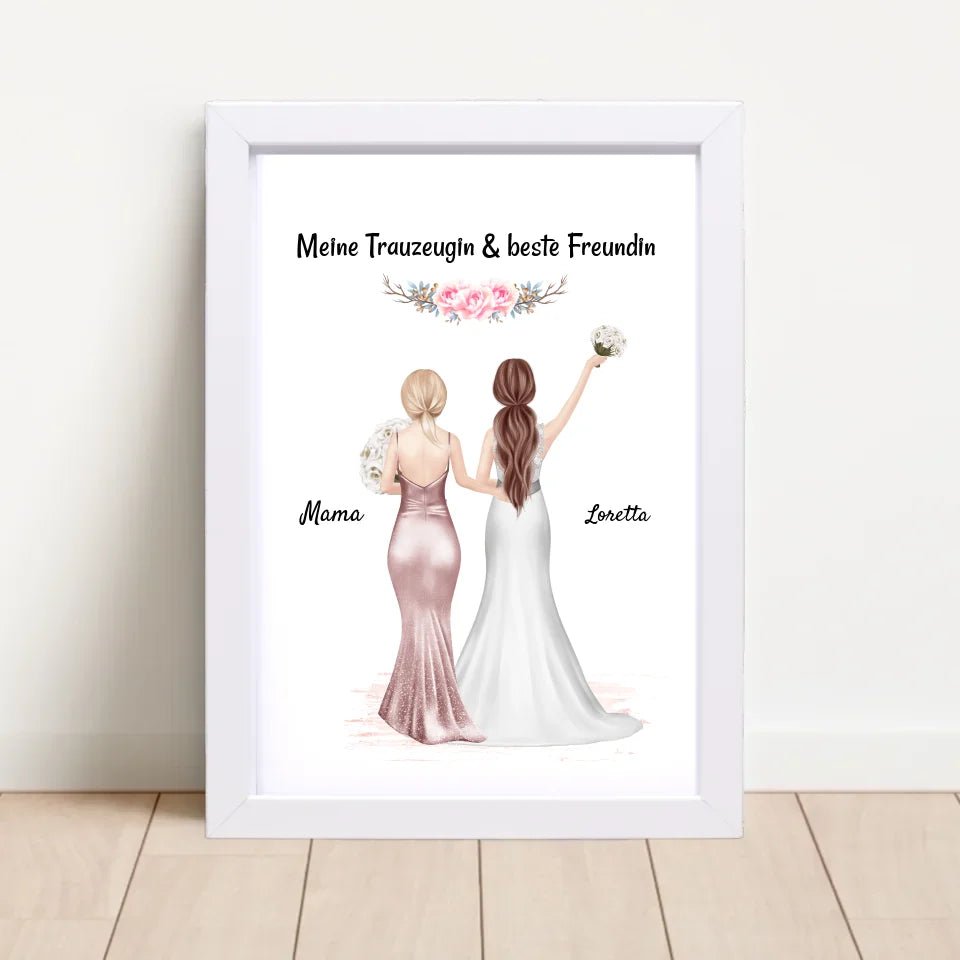 Trauzeugin Poster Geschenk personalisiert mit Braut - Cantty