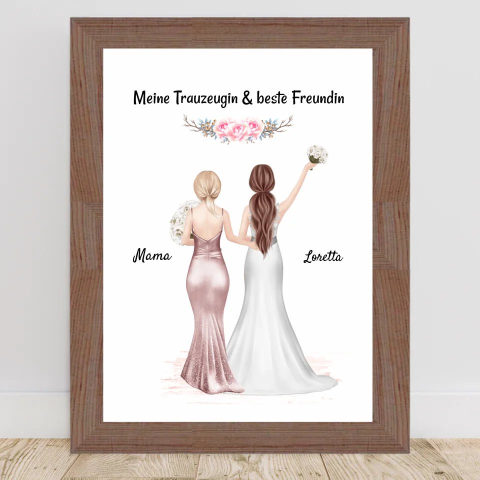 Trauzeugin Poster Geschenk personalisiert mit Braut - Cantty