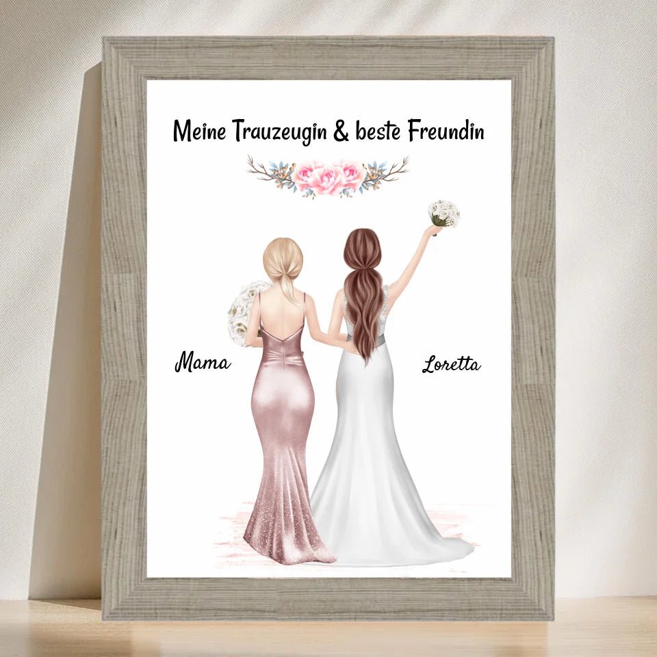 Trauzeugin Poster Geschenk personalisiert mit Braut - Cantty