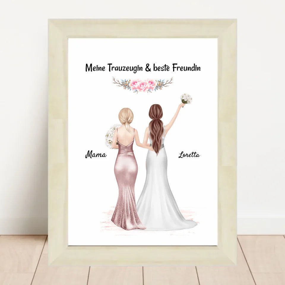 Trauzeugin Poster Geschenk personalisiert mit Braut - Cantty