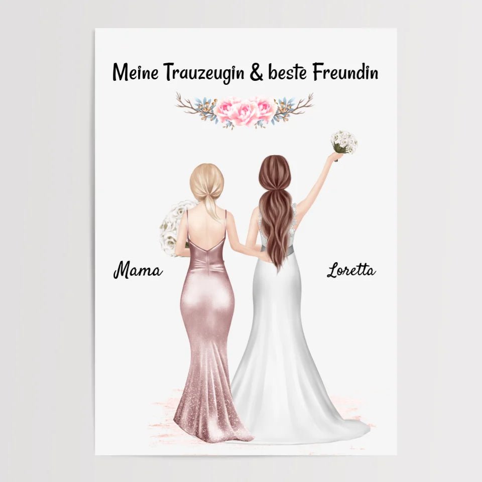 Trauzeugin Poster Geschenk personalisiert mit Braut - Cantty